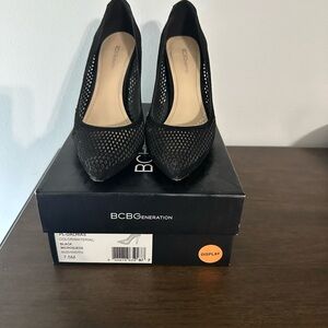BCBGeneration Black Mesh Heels
